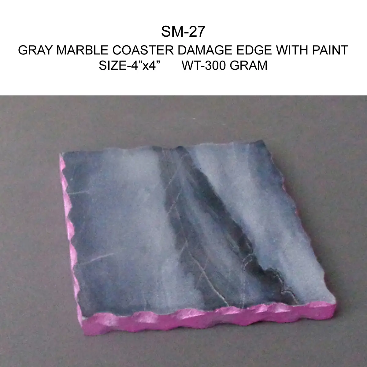 GRAY MARBLE COASTER DAMAGE EDGE WITH PAINT